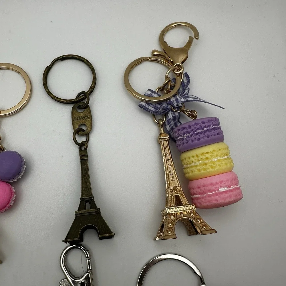 Paris Eiffel Tower Lot of‎ 7 Keychain / Purse Charm Macaron Charm France Travel